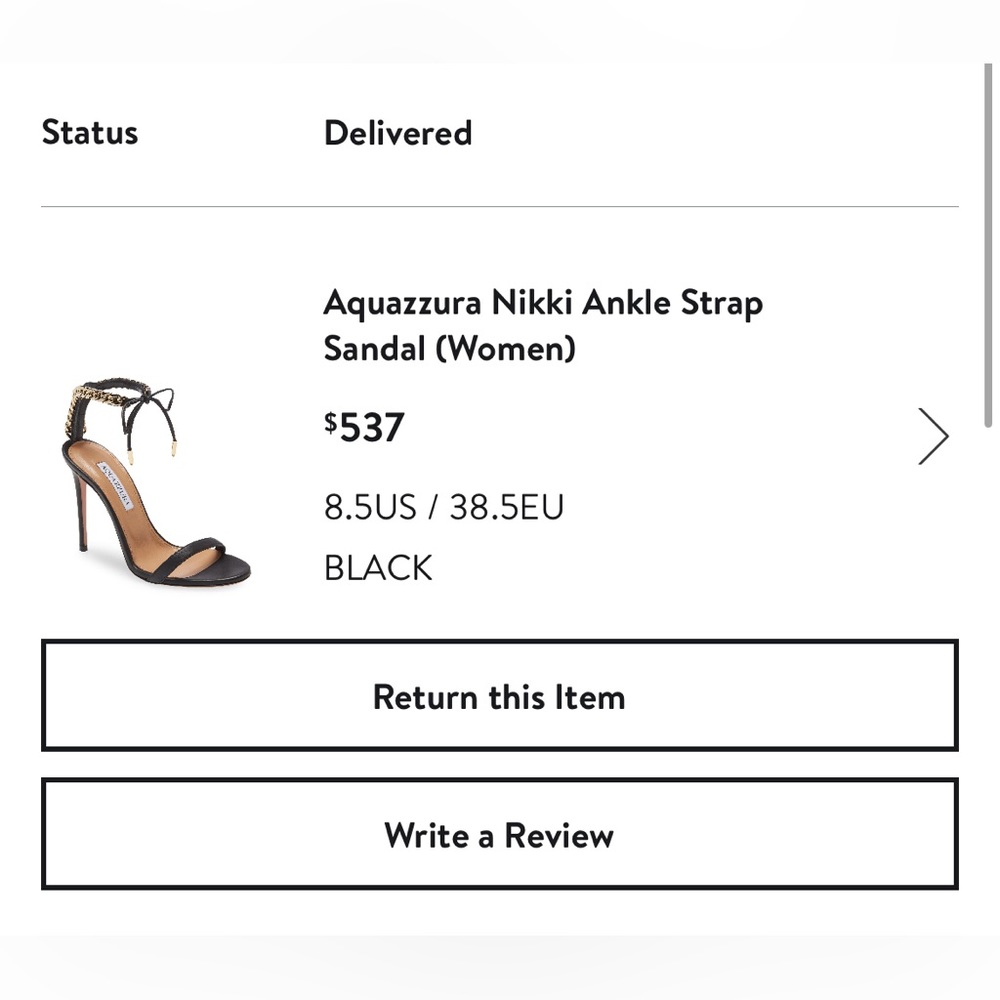 Aquazurra heels, Worn twice, like new. Size 8.5